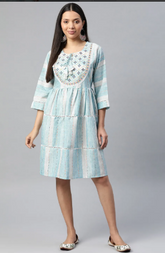 Women's Casual Cotton Dress in Blue
